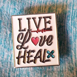 NWT Live Love Heal Pin Heart Bandage Heartbeat